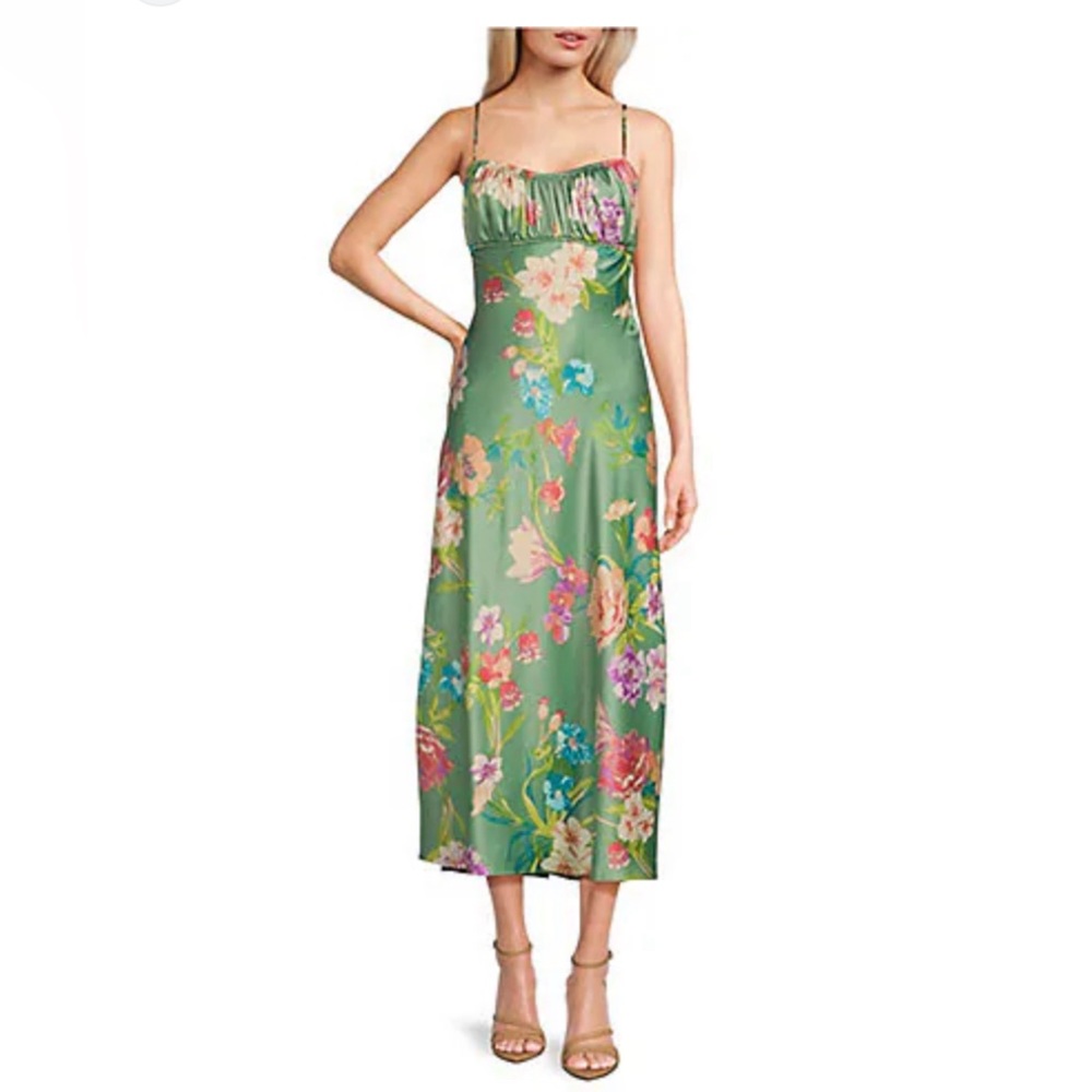 B Darlin Green Floral Maxi Dress